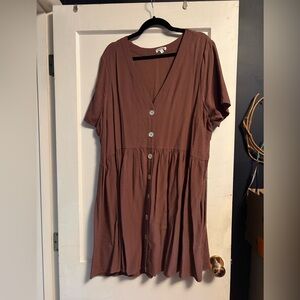 Brown/Mauve button down mini dress